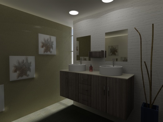 浴室柜白色洗脸盆和双镜洗手盆缩略图